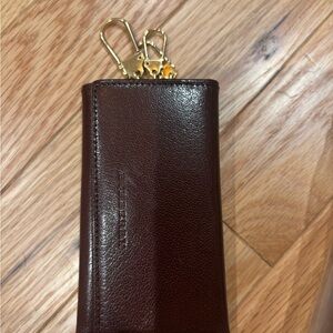 Burgundy Burberry Leather Key Holder